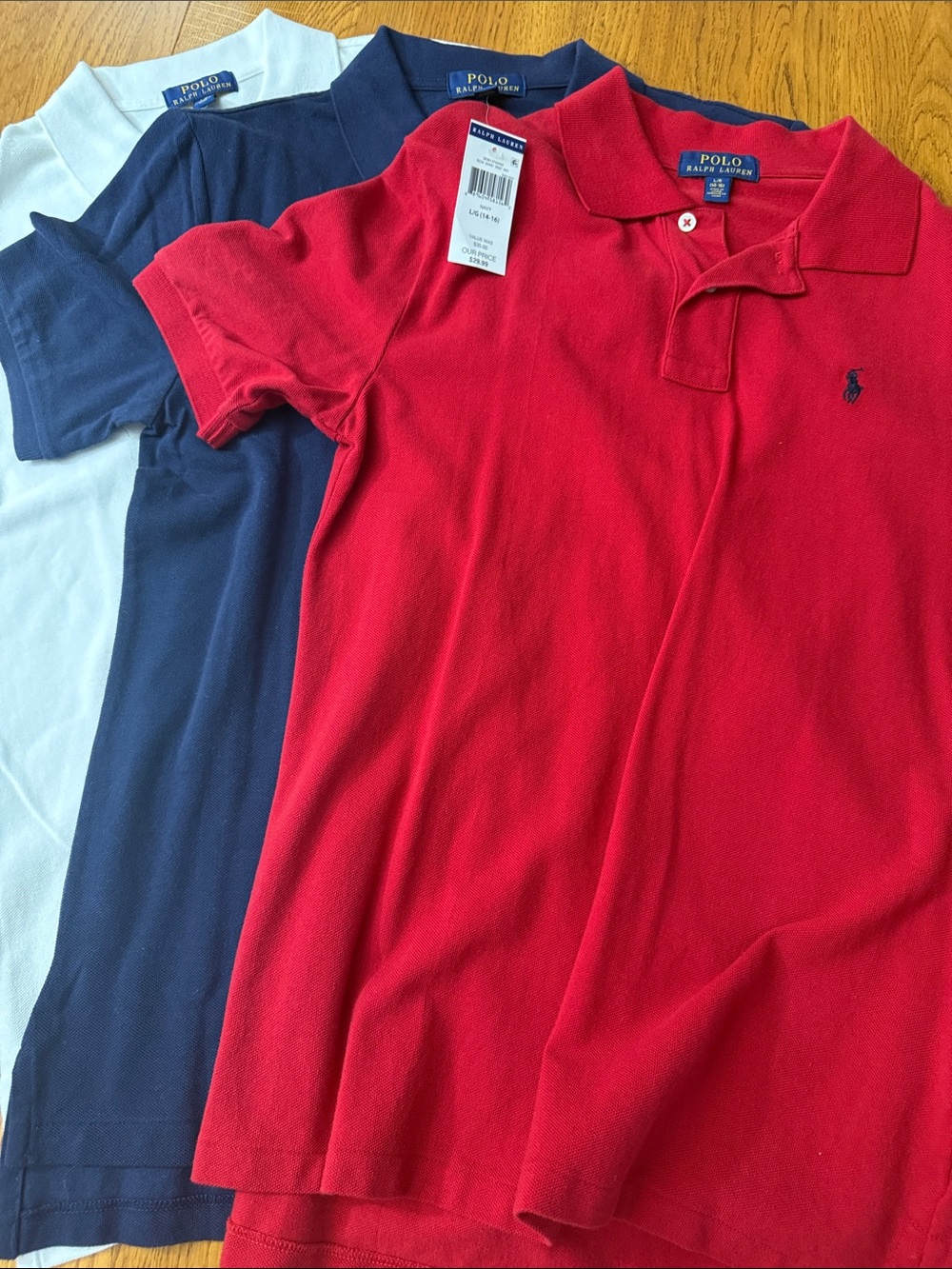 Ralph Lauren Red/Navy/White Short-Sleeve Mesh Polo with Navy Logo. NWT* Lot 3